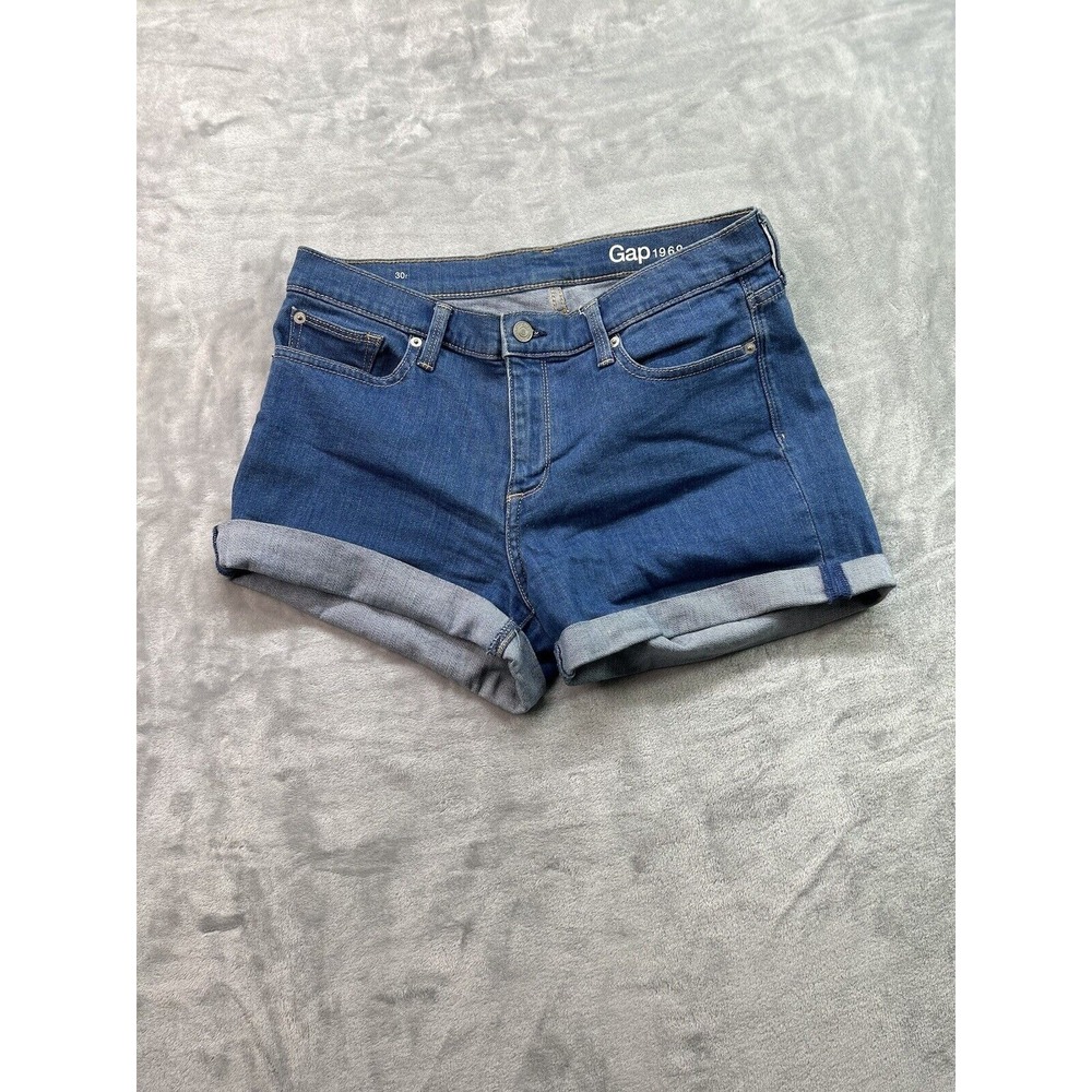 Gap Womens Sz 31R Designer Blue Denim Shorts Mini Mid Rise Stretch Summer Beach